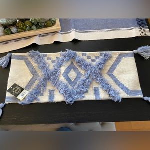 NWT Surya Boho,fringe,blue tassel long lumber pillow cover